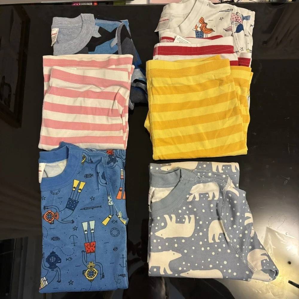 Hanna Andersson Pajama Bundle Striped Graphic 8-14 Shorts Short‎ Sleeve